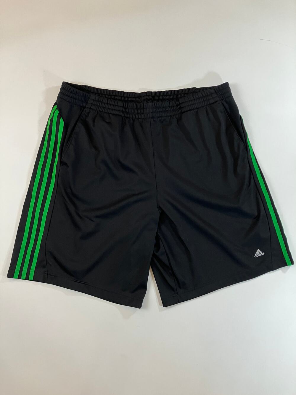 Adidas Climalite Men XL Black Green 3 Stripe Athletic Training Shorts 2013